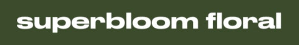 Superbloom Floral logo on a green background
